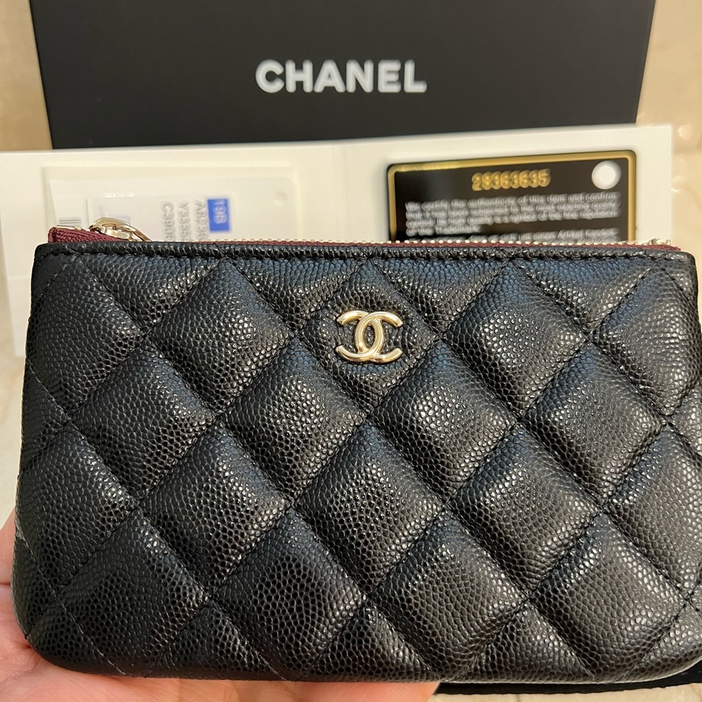 SOLD***Chanel Black Quilted Wallet with Iconic Logo